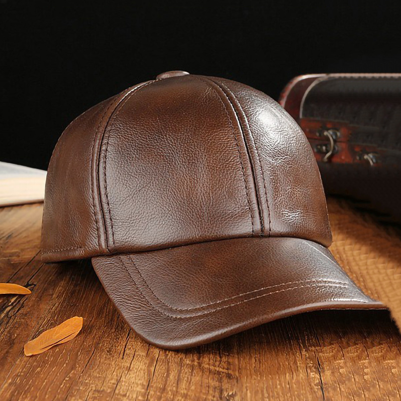 Wholesale Custom 6 Panel Black Adjustable Vintage Genuine Leather ...