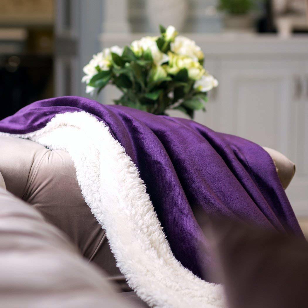 Microfiber Fuzzy Soft Sherpa Fleece Blanket Purple Plush Throw Blanket